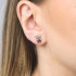 Clous d'oreilles chat avec ambre cognac naturel, en argent rhodié 925