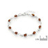 Pulseira com âmbar conhaque oval, em prata 925 banhada a ródio, comprimento 18+3 cm