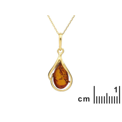 Konyak amber damlalı Kolye ucu, 925 altın gümüş, yükseklik 2+1 cm