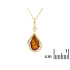 Pingente com gota âmbar conhaque, em prata dourado 925, altura 2+1 cm
