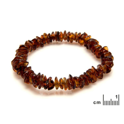 Bracelet avec ambre cognac naturel de la mer Baltique chips, longueur 17-18 cm