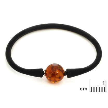 Bracelet avec ambre cognac naturel de la mer Baltique boule, longueur 20 cm