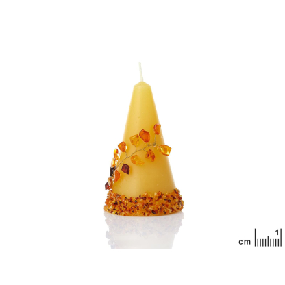Vela con ámbar, 10x6 cm