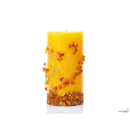 Kaars met barnsteen, 15,5x8 cm