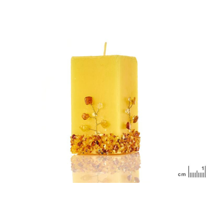 Bougie avec ambre rectangulaire, 4,5x4,5x8,5 cm