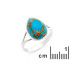 Bague avec turquoise naturelle reconstituée, en argent rhodié 925