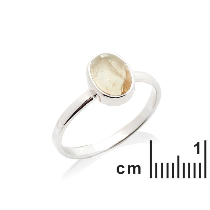 Anillo con prehnita verde natural, en plata 925 rodiada