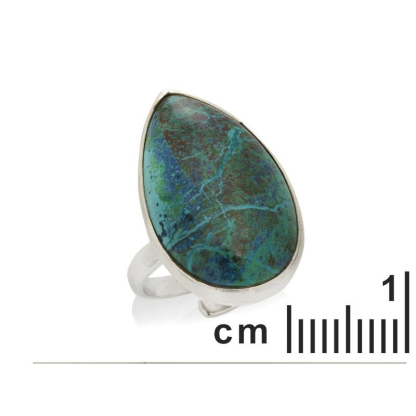 Bague avec shattuckite bleue naturelle, en argent rhodié 925