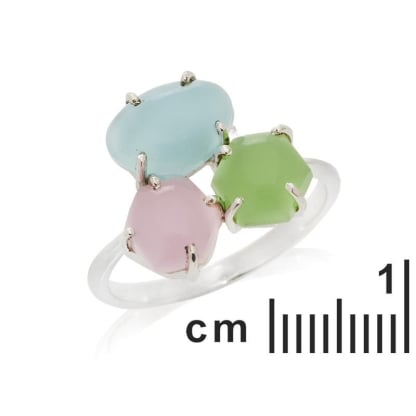 Anillo con piedras multicolores naturales, en plata 925 rodiada