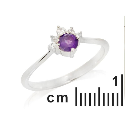 Ring mit natürlichem violettem Amethyst, aus rhodiniertem Silber 925