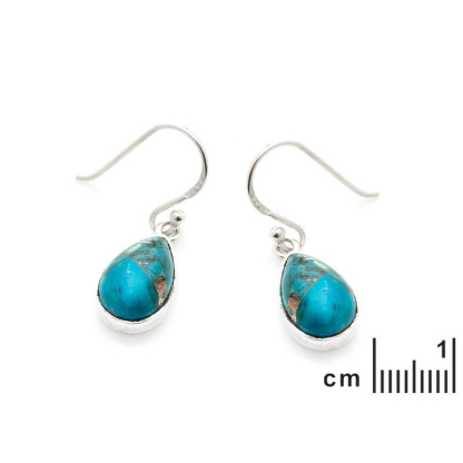 Boucles d'oreilles avec turquoise naturelle reconstituée, en argent rhodié 925