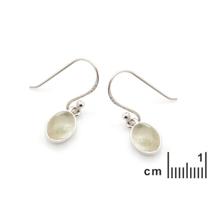 Brincos com prehnite verde natural, em prata 925 com banho de ródio