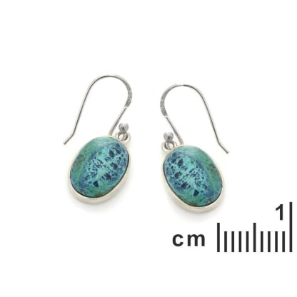 Orecchini con shattuckite blu naturale, in argento 925 rodiato