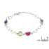 Armband met veelkleurige meerkleurige stenen, in 925 gerhodineerd zilver, lengte 15+3 cm