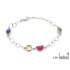 Pulseira com pedras múltiplas multicoloridas, em prata 925 banhada a ródio, comprimento 15+3 cm