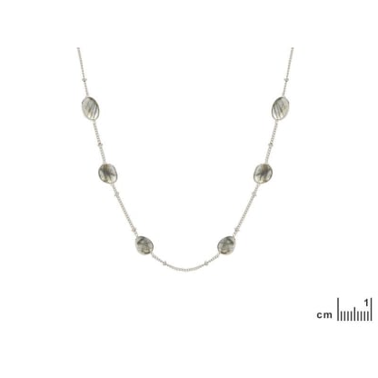 Collar con labradorita multicolor, en plata 925 rodiada, longitud 42 + 5 cm
