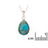 천연 터 터키석 복원한 925 로듐 도금 실버 펜던트