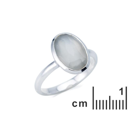 Ring mit natürlichem weißen Mondstein, aus rhodiniertem Silber 925