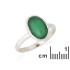 Bague avec onyx vert naturel ovale, en argent rhodié 925