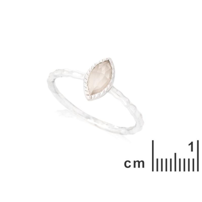 Ring mit natürlichem weißem Shuttle-Mondstein, aus 925er rhodiniertem Silber