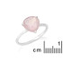 Bague coeur avec quartz rose naturel, en argent rhodié 925