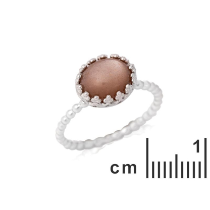 Ring mit ovalem natürlichem rosa Mondstein, aus rhodiniertem 925er Silber