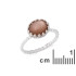 Ring with natural oval pink moonstone, in 925 rhodium silver