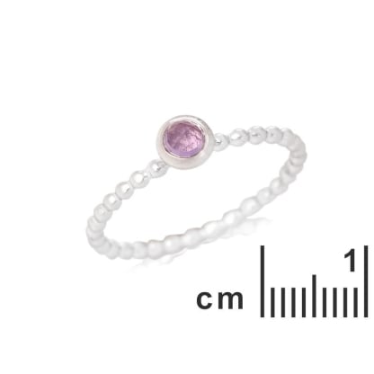 Bague avec améthyste violette naturelle, en argent rhodié 925