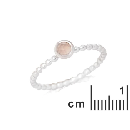 Anello con quarzo rosa naturale, in argento 925 rodiato