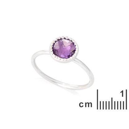 Bague avec améthyste violette naturelle, en argent rhodié 925