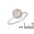 Anello con quarzo rosa naturale tondo, in argento 925 rodiato