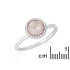 Bague avec quartz rose naturel rond, en argent rhodié 925