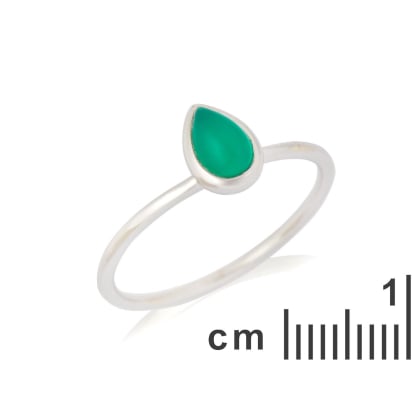 Anillo con ónix verde natural, en plata 925 rodiada