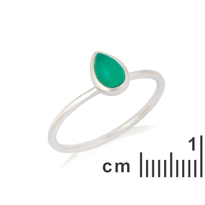 Inel cu onix verde natural, din argint 925 placat cu rodiu
