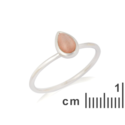 Ring mit natürlichem rosa Mondstein, aus rhodiniertem 925er Silber