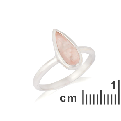 Bague avec quartz rose naturel, en argent rhodié 925