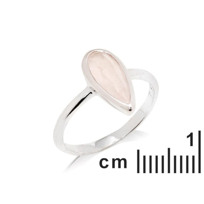 Anel com quartzo rosa natural, em prata 925 com banho de ródio