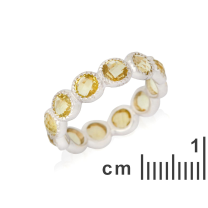 Anello con quarzo giallo naturale, in argento 925 rodiato