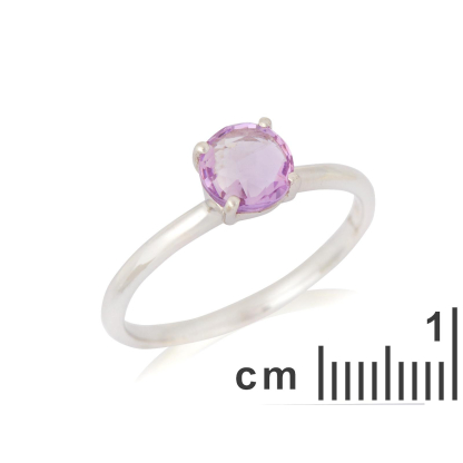 Bague avec améthyste violette naturelle, en argent rhodié 925