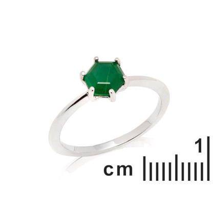Bague avec aventurine verte naturelle, en argent rhodié 925