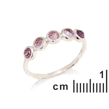 Bague avec améthyste violette naturelle, en argent rhodié 925