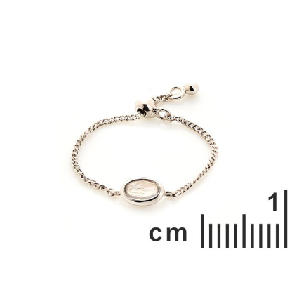 Anillo ovalado ajustable con piedra de luna blanca, en plata, 52 - 58 mm