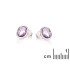 Stud earrings with natural purple amethyst, in 925 rhodium silver