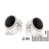 Earrings with natural oval black onyx, in 925 rhodium silver