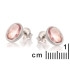 Earrings with natural oval rose quartz, in 925 rhodium silver