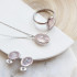 Earrings with natural oval rose quartz, in 925 rhodium silver