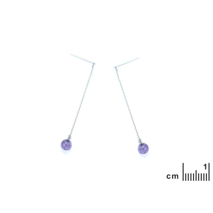 Pendientes colgantes con amatista violeta, en plata 925 rodiada