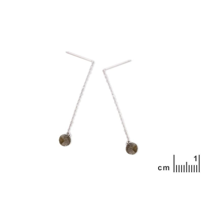 Boucles d'oreilles pendantes avec labradorite multicolore, en argent rhodié 925