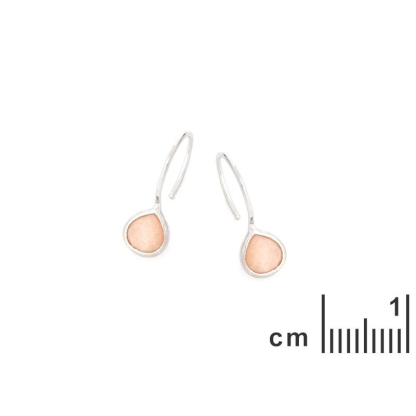 Boucles d'oreilles coeur avec pierre de lune rose naturelle, en argent rhodié925