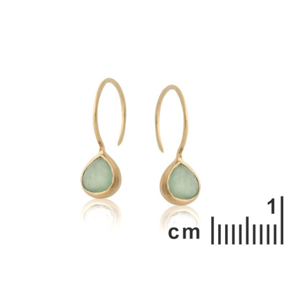 Orecchini cuore con avventurina verde naturale, in argento dorato 925